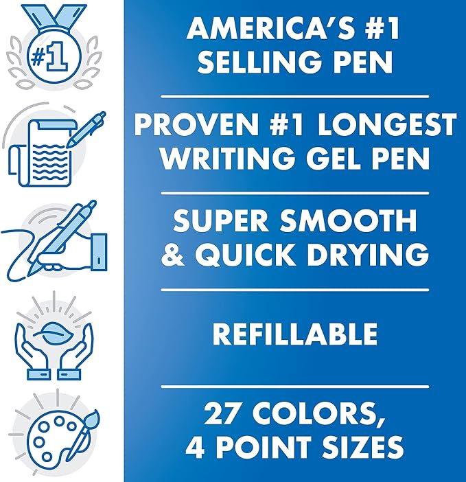 Pilot G2 Premium Gel Roller Pens, Extra Fine Point 0.5 mm, Blue Ink Pens Extra Fine Point, Pack of 12 - Ideal for School, Journaling, and Office Writing