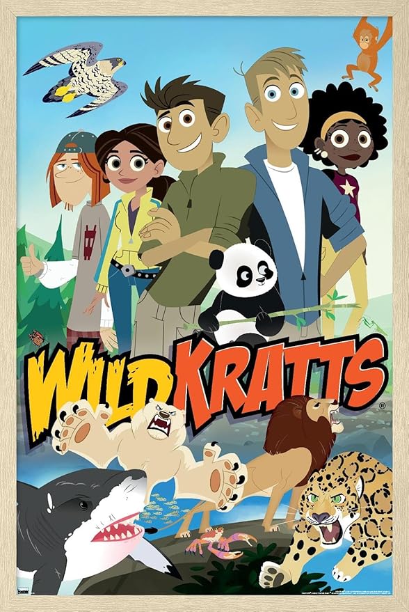 Wild Kratts - Group Wall Poster, 22.4L" x 14.7W", Blonde Framed Version