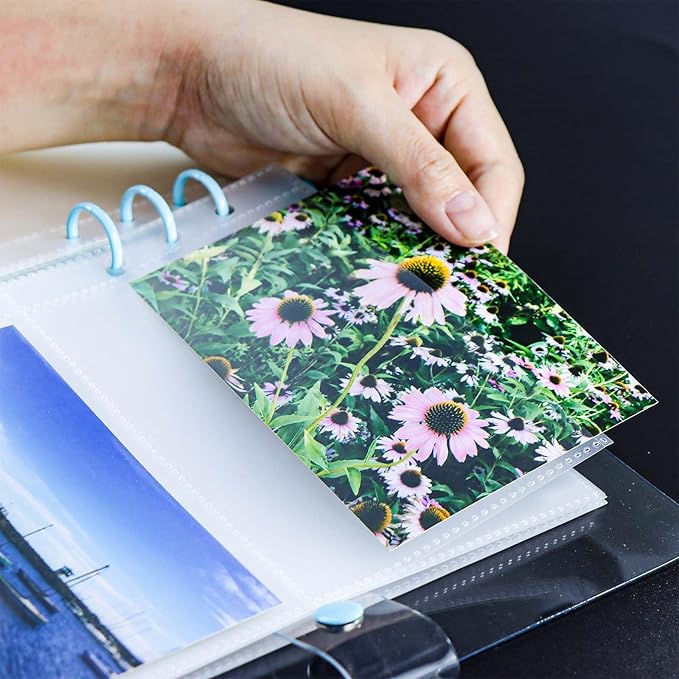 A5 Photocard Sleeves 20pcs Frosted Sheet Protectors 5.2'' x 3.7'' 2 Pocket Picture Card Insets PP Photo Album Refill Pages for 6 Ring Binder (Frosted, A5-2Pocket)
