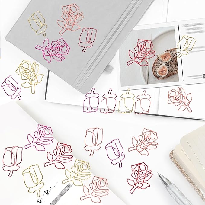 80 Pcs Cute Flower Paper Clips Set, Floral Paper Clips for Office Supplies Organization (Flower Shape 3)