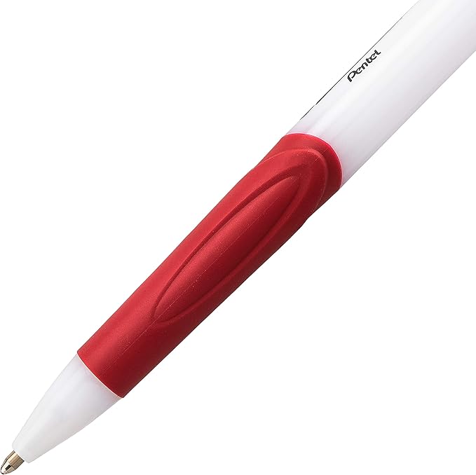 Pentel GlideWrite Ballpoint Pen with TechniFlo Ink, (1.0mm) Medium Line, Red, Box of 12 (BX910-B)