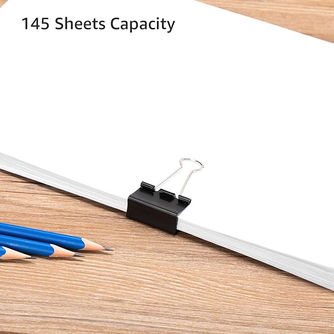 Amazon Basics Sturdy Binder Clips, Office Supplies, Medium 1.25 inches, Document Organizing, Sturdy Steel, Black, 24 Count (2 Pack of 12)