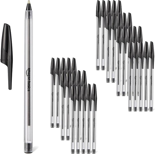 Amazon Basics Ballpoint Pens, Medium Point 1.0mm, Black Ink, 36-Pack