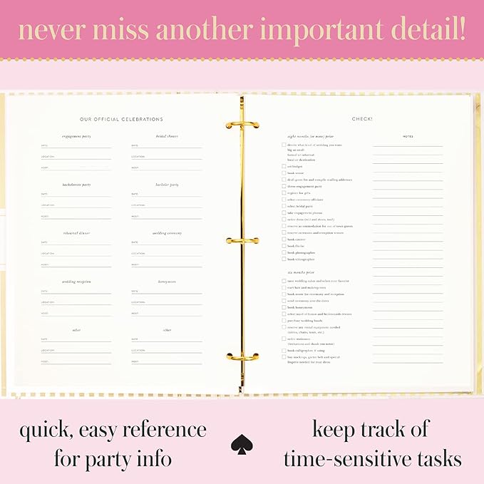 Kate Spade New York Wedding Planning Book and Organizer, Wedding Binder with Pages for To-Do Lists, Notes, Budgeting, Invitations, Growing Tulips