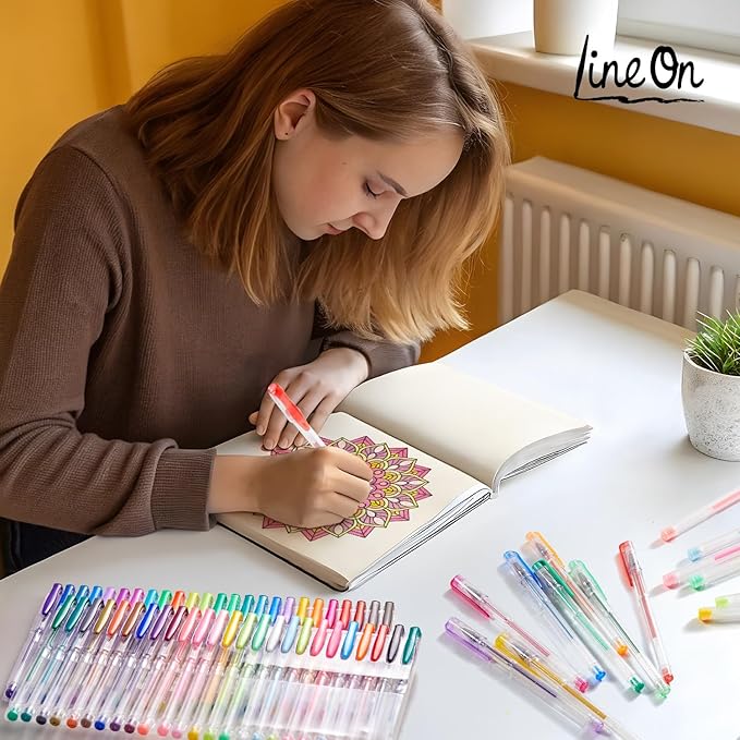 100 Pack Gel Pens Set, 50 Colors Gel Pens with 50 Refills Gel Pen Set for Adult Coloring Books Drawing Doodling Art Markers