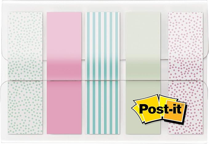 Post-it Pattern Flags, 100/On-the-Go Dispenser, .47 in, Gradient Pattern Collection (684-GRDNT)