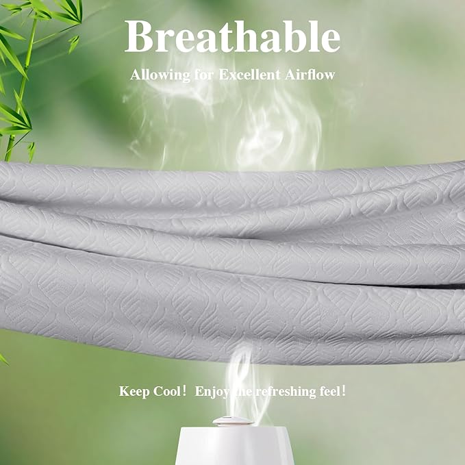 Queen Mattress Protector, Waterproof Mattress Pad Washable Rayon Mattress Cover Breathable Noiseless Bed Protector 3D Patterns 5" - 21'' Elastic Fitted Deep Pocket(Light Grey)
