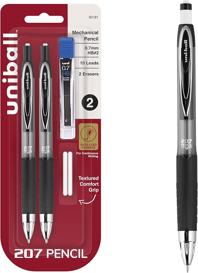 uniball™ 207 Mechanical Pencil Starter Kit, 0.7mm, HB #2, 2 Pack