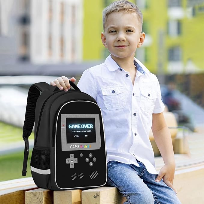 School Backpack For Boys - Gamer Boys Backpack For Kids Children Teens Elementary Middle School - Ages 6-18，17″