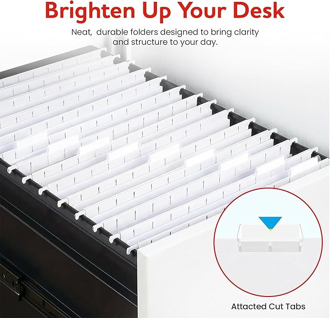White Hanging File Folders – 8 Pack, Letter Size File Organization Folders for Home, Office, School & Filing Cabinets