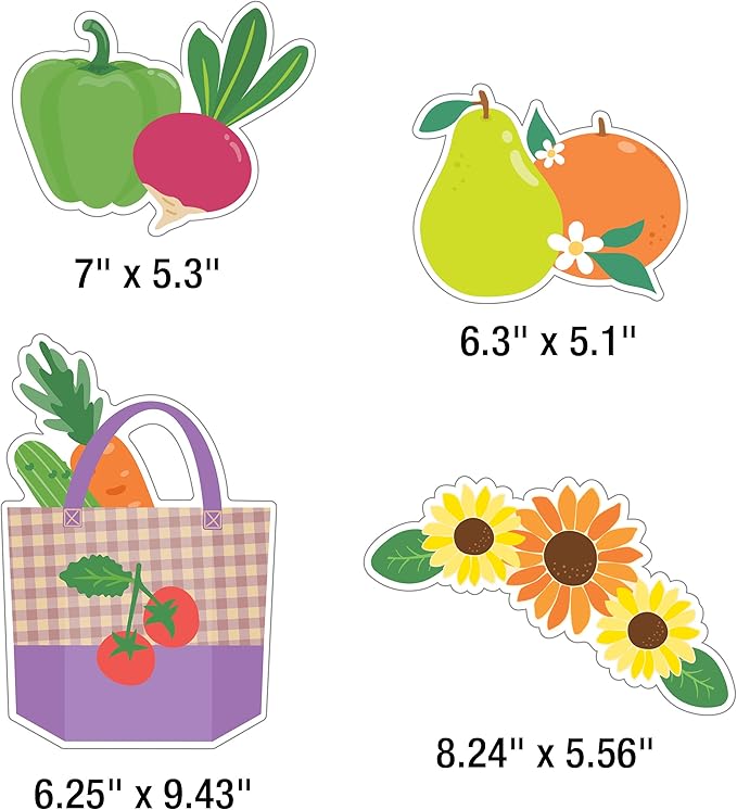 Carson Dellosa Freshly Picked Friends 41pc Bundle Bulletin Board Set, Colorful Cardstock Banner, Fruit Name Labels, Farmers Market Theme Decorations for Homeschool and Classroom Decor