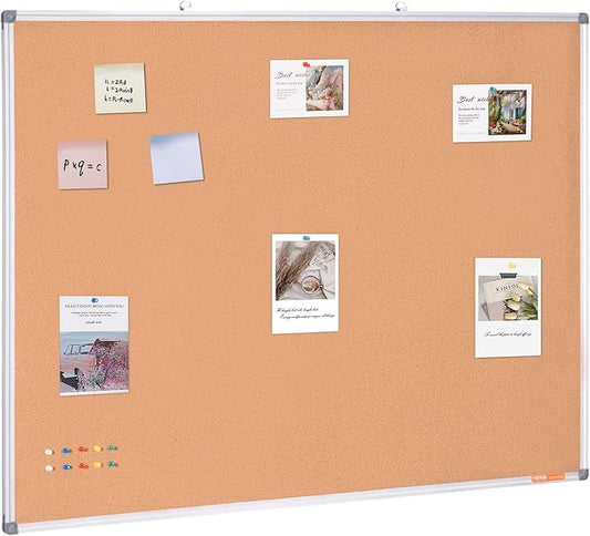 VEVOR 48"x36" Large Cork Board – Wall-Mounted Bulletin Board with Pin Board – Perfect for School, Home, Office