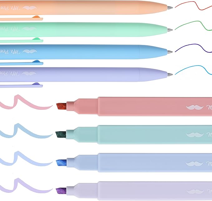 Mr. Pen- Aesthetic Highlighters and Gel Pens, 8 Pack, Assorted Color Highlighters, Colorful Ink Gel Pens