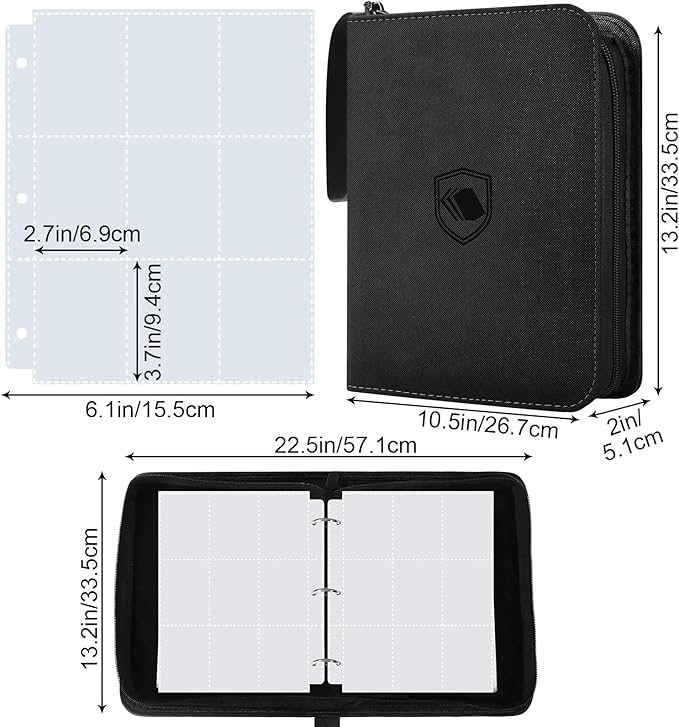 900 Pockets Trading Card Binder, PU Cover Zipper Card Collection Album, Sturdy Card Folder Holder for MTG, TCG, Game Cards, Sports Cards