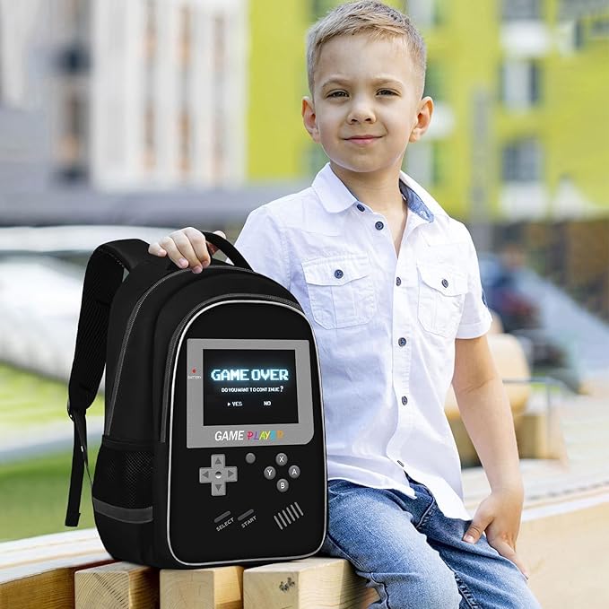 School Backpack For Boys - Gamer Boys Backpack For Kids Children Teens Elementary Middle School - Ages 6-18，17″