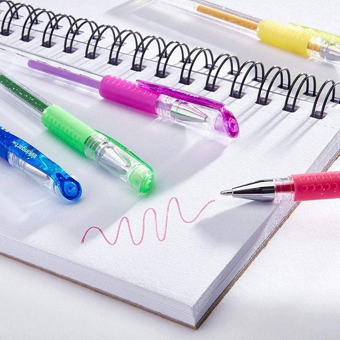 KINGART GLITTER Rollerball GEL PENS, 80 Sparkling Colors with Soft-Grip Comfort, XL Ink Cartridge - For Coloring, Doodling, Scrapbooking, Journaling and General Use, All Ages, 80 Pens