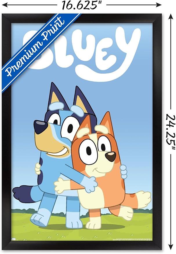 Bluey - Hug Wall Poster, 22.4L" x 14.7W", Black Framed Version