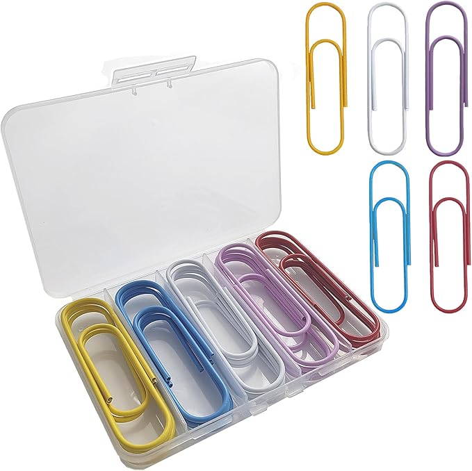 20 Pcs Jumbo Paper Clips 100mm/4 Inches Large Colored Big Papeclips for School, Office, and Daily Tasks