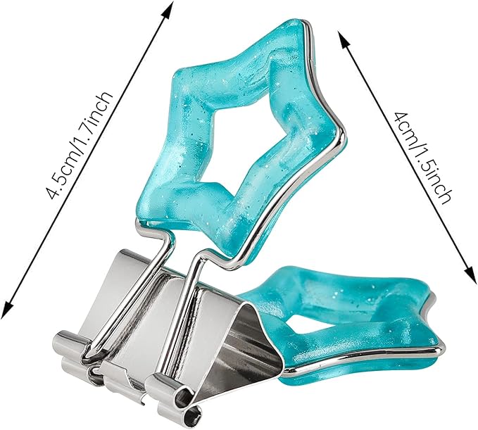 Star Shape Medium Paper Clips，Binder Clips, Easy Grip, Assorted Color, School Office Supplies，10 Pcs/Set