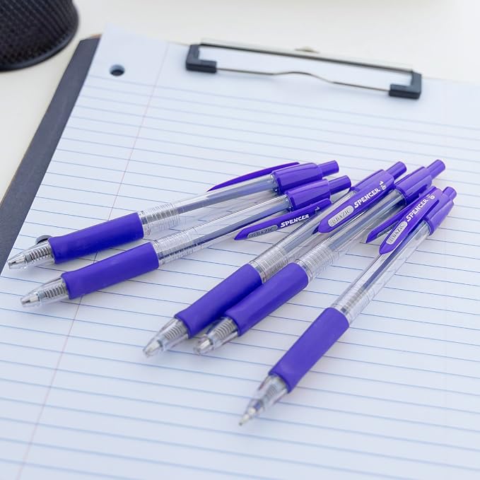 BAZIC PRODUCTS Gel Pens, Spencer Retractable Gel Pen, 1.0 mm Bold Tip for Smooth Writing for Office, School, or Teacher Use, Premium Writing Pens (5/Pack), 144-Packs