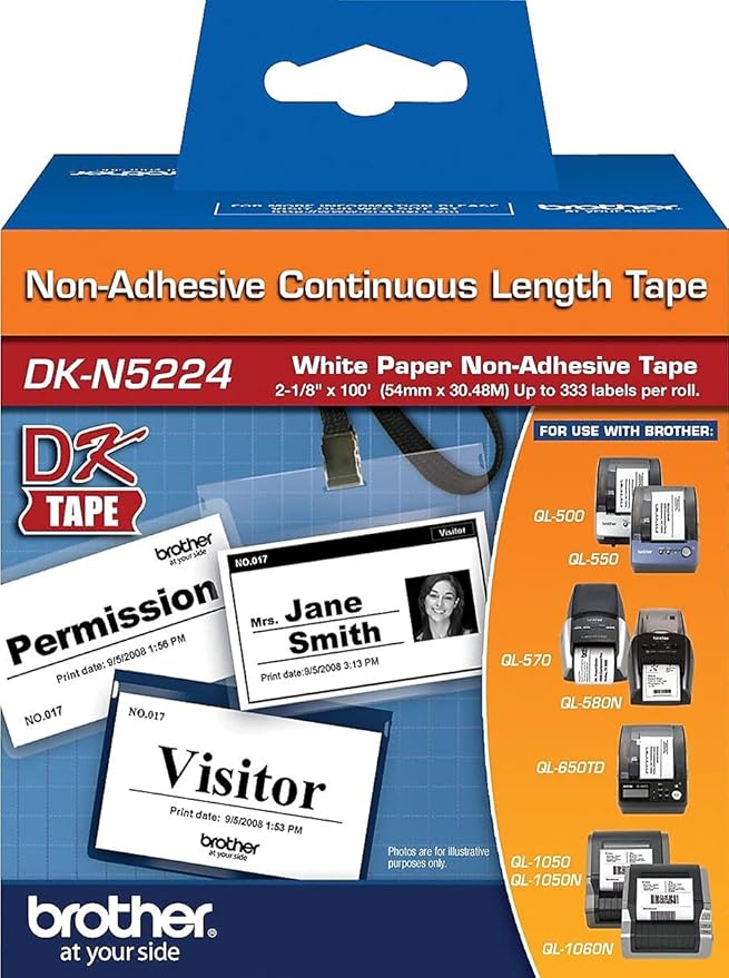 Brother DK Series Non-adhesive Continuous Paper Tape Roll