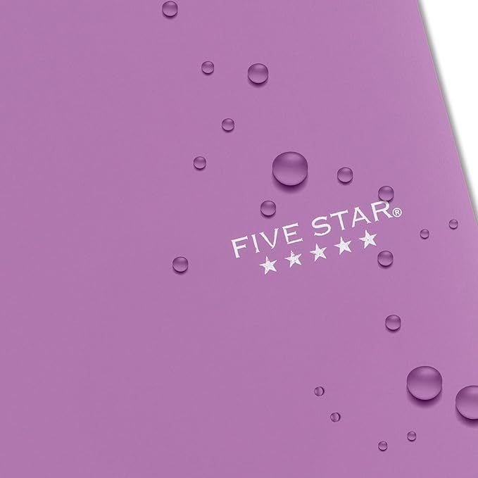 Five Star Spiral Notebook + Study App, 1 Subject, Wide Ruled Paper, 8" x 10-1/2", 100 Sheets, Fights Ink Bleed, Water Resistant Cover, Amethyst Purple (72351)