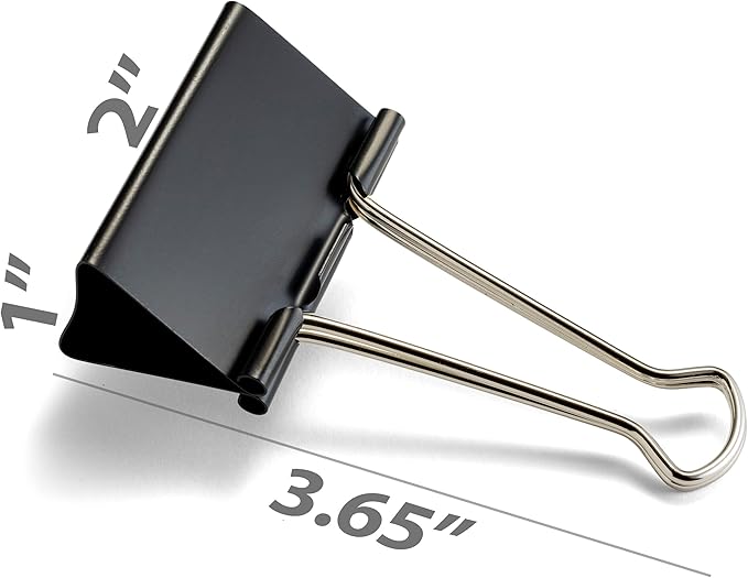 Officemate Large Binder Clips, 2 inch Wide, 1 inch Capacity, Box of 12 (99100)