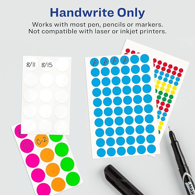Avery 05795 Color Coding Labels, 1/4-Inch, Dia, Removable, 768/PK, Assorted