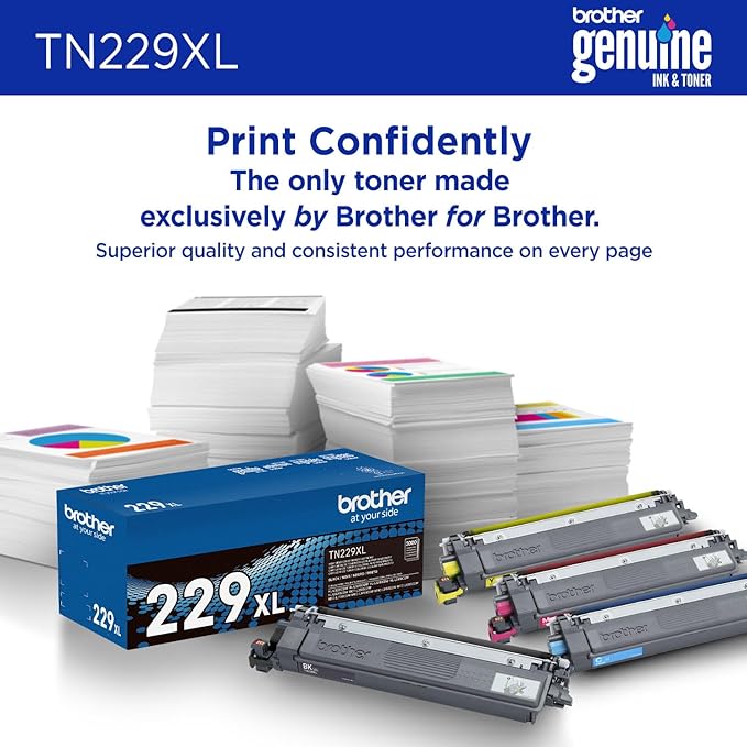 Brother Genuine TN229XLC Cyan High Yield Printer Toner Cartridge - Print up to 2,300 Pages(1)
