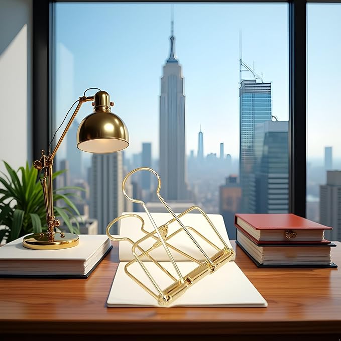 4Pcs Golden Hollow Out Long Tail Wire Binder Clips Paper Binder Clip Large 51mm Binder and Paper Clips Small in Size and Light in Weight,Clips, Clamps and Rings,Clips, Clamps and Rings