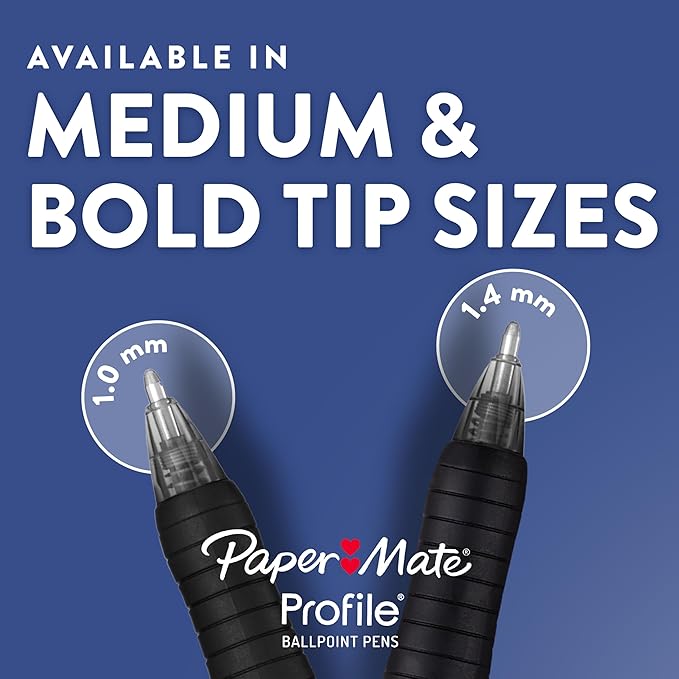Paper Mate Profile Retractable Ballpoint Pens Bold (1.4mm) Red 12 Count