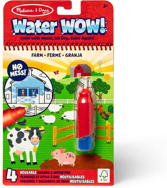 Melissa & Doug Water Wow! Mess Free Coloring Book, Reusable Water-Reveal Activity Pad, On The Farm, Travel Toys, Party Favors, for Toddlers & Kids Ages 3+