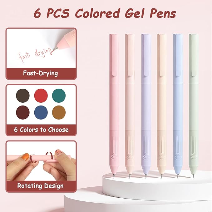 72 PCS Pencil Case with Supplies, Aesthetic School Supplies, 12 Highlighters, Colored & Black Ink Gel Pens, 6 Mechanical Pencils Set, Essentials Stationary Set, Pink