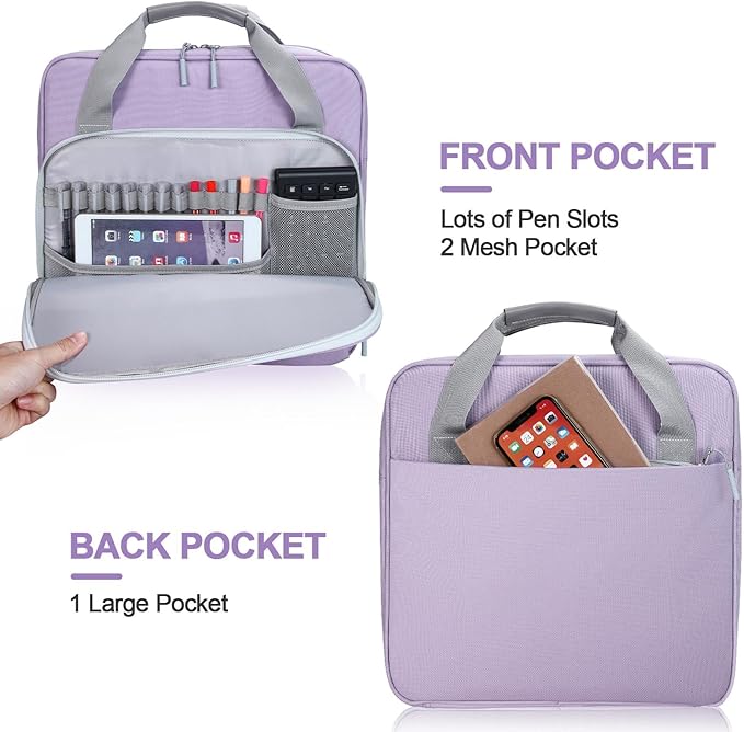3 Ring Zipper Binder 3 Inch D-Ring, Binder with Strap 700 Sheet Capacity & Multi-Pockets School and Office Organizer, Compatible with 13-Inch MacBook (Patent Design Purple)