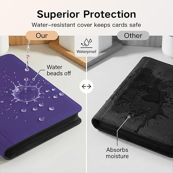 1280+ Cards 20 Pocket Card Binder Collector Card Album Trading Card Binder Ringless Trading Card Album Side Loading Compatible with TCG, Game & Sports Cards (Purple)