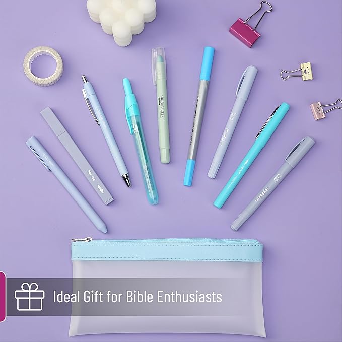 Mr. Pen- Journaling Kit, 10 Pack Blue Pens and Highlighters, Supplies Set, Markers, Bible Journaling