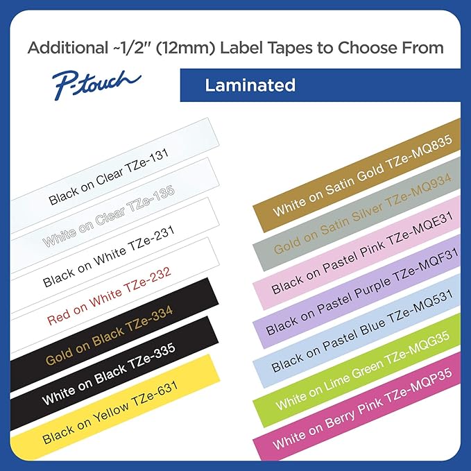 Brother Genuine P-touch TZE-S131 Tape, 1/2" (0.47") Wide Extra-Strength Adhesive Laminated Tape, Black on Clear, Laminated for Indoor or Outdoor Use, Water-Resistant,0.47" x 26.2' (12mm x 8M), TZES131