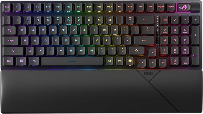 ASUS ROG Strix Scope II 96 RX Wireless Optical Gaming Keyboard – 96% Full-Size, Tri-Mode Connectivity, Pre-lubed ROG RX Red Linear Switches PBT Keycaps, RGB, PC/Mac Support - Black