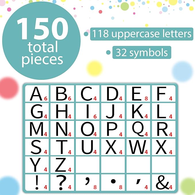 150 PCS Large 6" Font Letters and Punctuation Set, Light Turquoise Classroom Alphabet Cutout for Bulletin Board Display Home School, A Great Helper to Inspire Students' Learning Interest