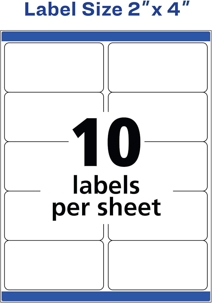 Avery Printable Shipping Labels, Sure Feed Technology, 2" x 4", White, 500 Blank Mailing Labels (8363)