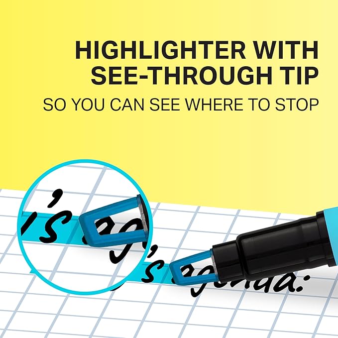 Sharpie Highlighter Clear View Highlighter with See-Through Chisel Tip Stick Assorted 12 Count