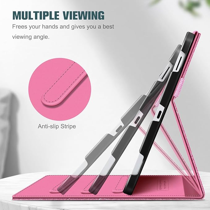 Fintie Case for Samsung Galaxy Tab S10 Lite/ S10 FE/ S9 FE 5G 10.9 Inch/Tab S9 11 Inch with S Pen Holder, Multi-Angle Viewing Protective Cover with Pocket, Auto Sleep/Wake, Glittering Pink