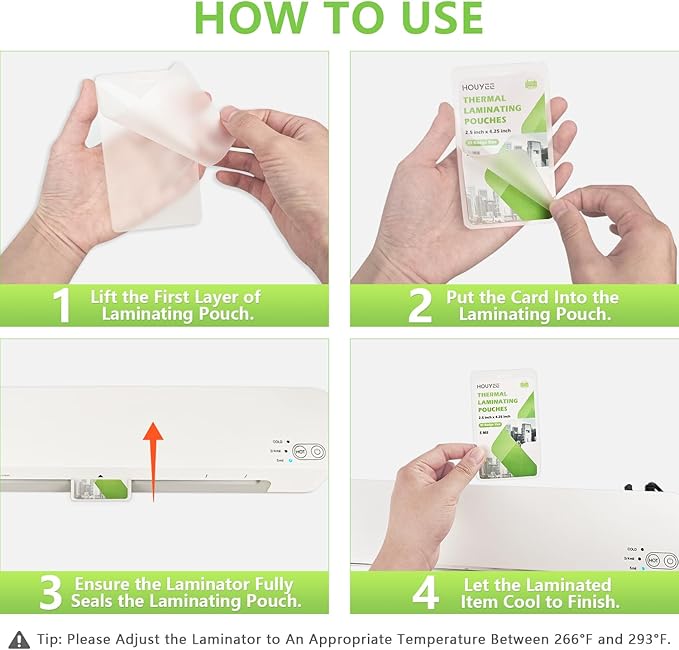 HOUYEE 50 Pack 5Mil Thermal Laminating Pouches, 2.5x4.25 Inches ID Badge Size Laminate Pouches with Hole, Ultra Clear Laminating Sheets HeatSeal Laminator Pouches for ID Cards, Name Tags, Office Use