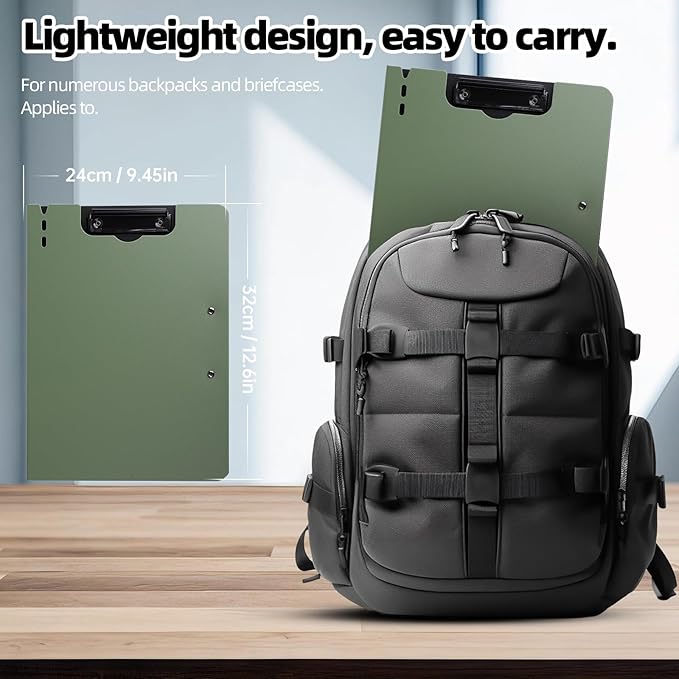Clipboard Folder, A4 Foldable Clipboard with Horizontal and Vertical Double Metal Clips, 360 Degree Foldable Binder Clipboards with Pen Holder, File Cover Work Folder Clipboards, Green