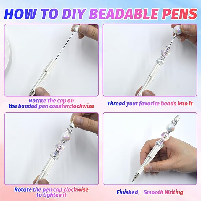 150 Pieces DIY Beadable Pen Kit – 500 Plastic Ballpoint Pens with Refills & Bags – School Supplies, Office Accessories & Decorative Items for Students & Teachers (Silver and Gold)