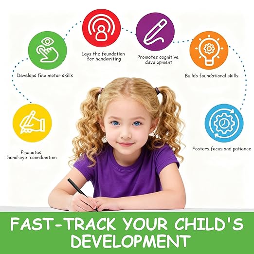 Magic Grooved Writing Practice for Kids Age 3-5,Reusable Groove Handwriting Workbooks,Preschool Learning Activities with Mini Alphabet Phonics&Auto-Disappearing Pen(4-Book)