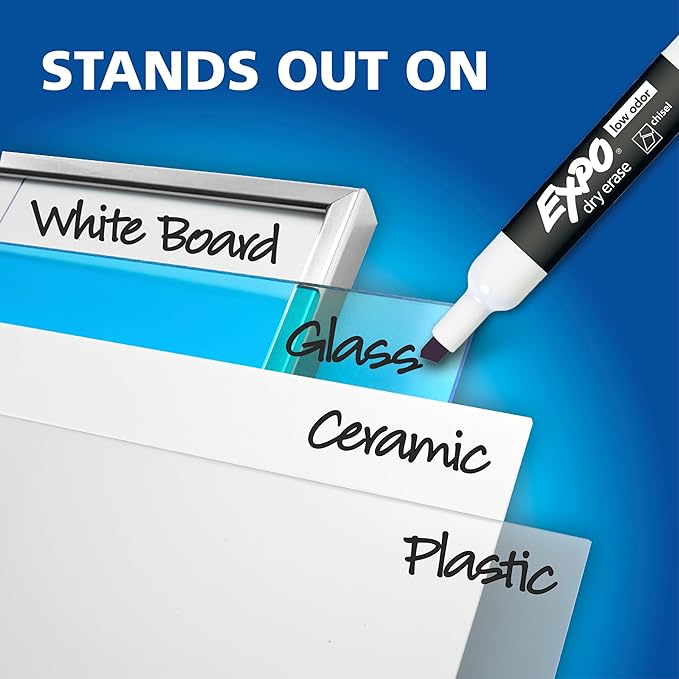 EXPO Dry Erase Markers,Low Odor Ink,Assorted Colors,Chisel Tip,36 Count (Pack of 6)