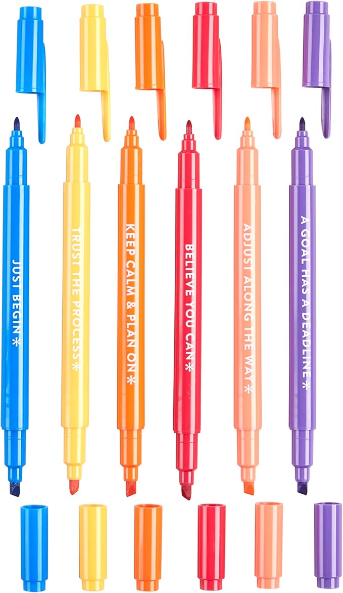 Erin Condren Dual Tip Markers, Colorful and Versatile Marker Set for Journals, Planners, and Note-Taking, Includes Fine Tip and Medium Tip, Planning Inspiration, Set of 6