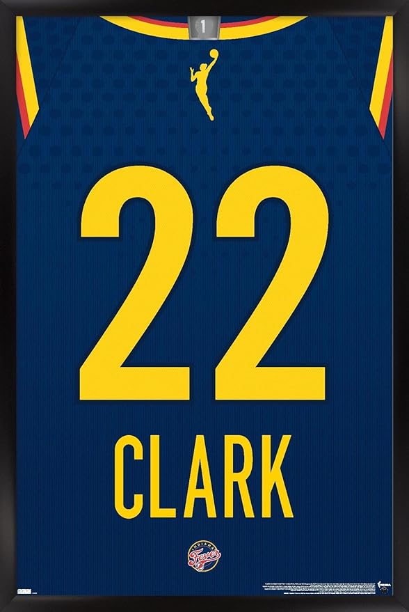 WNBA Indiana Fever - Caitlin Clark Jersey Wall Poster, 34L" x 22.4W", Black Framed Version