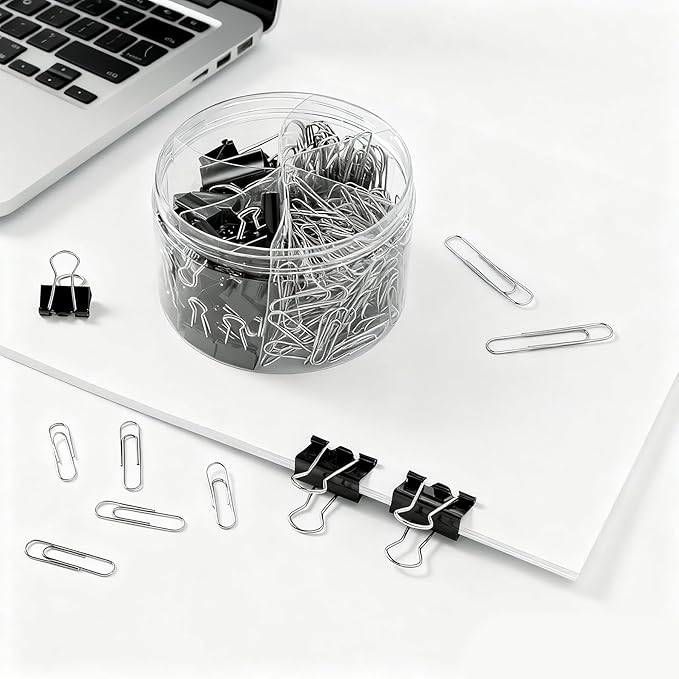 340PCS Paper Clips Binder Clips Paperclips Small Binder Clips Paper Clips Assorted Sizes Office Supplies School Supplies